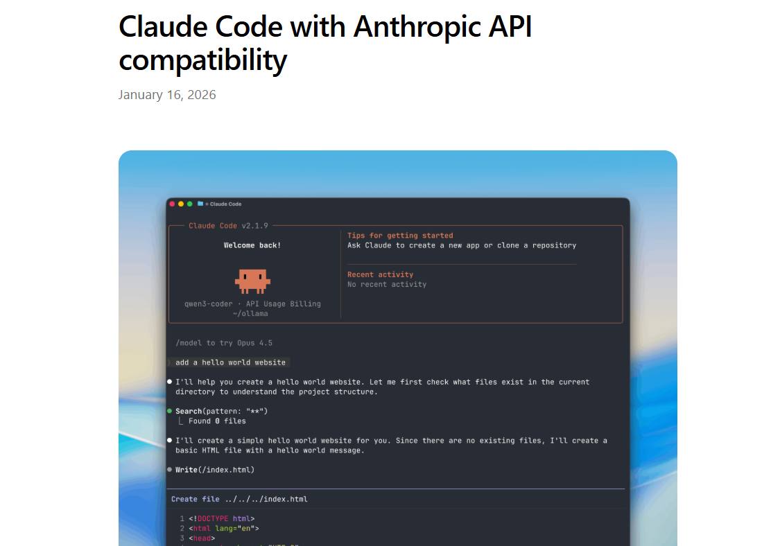 Dev - Ollama giờ đã tương thích với Anthropic Messages API. Điều đó có ...