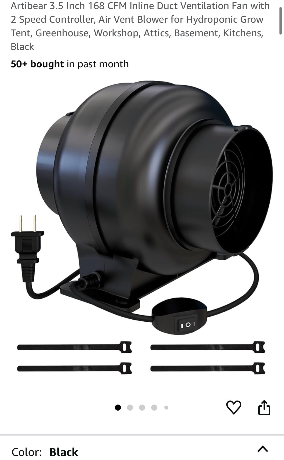 Ventola Di Estrazione VIVOSUN D4 Da 4 Pollici – 195 CFM Silenziosa Per Tende Da Coltivazione E HVAC