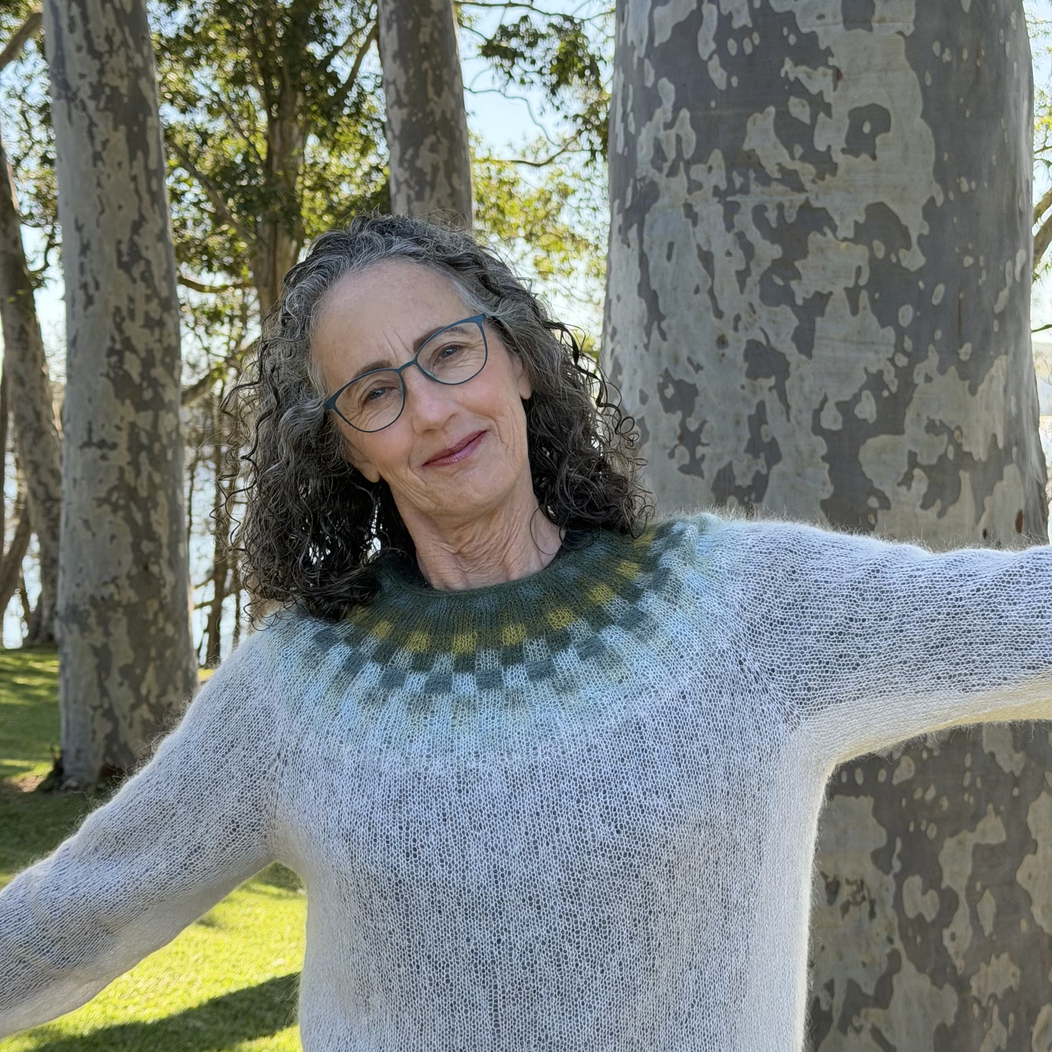 Paul Klee sweater knitted with mohair yarn