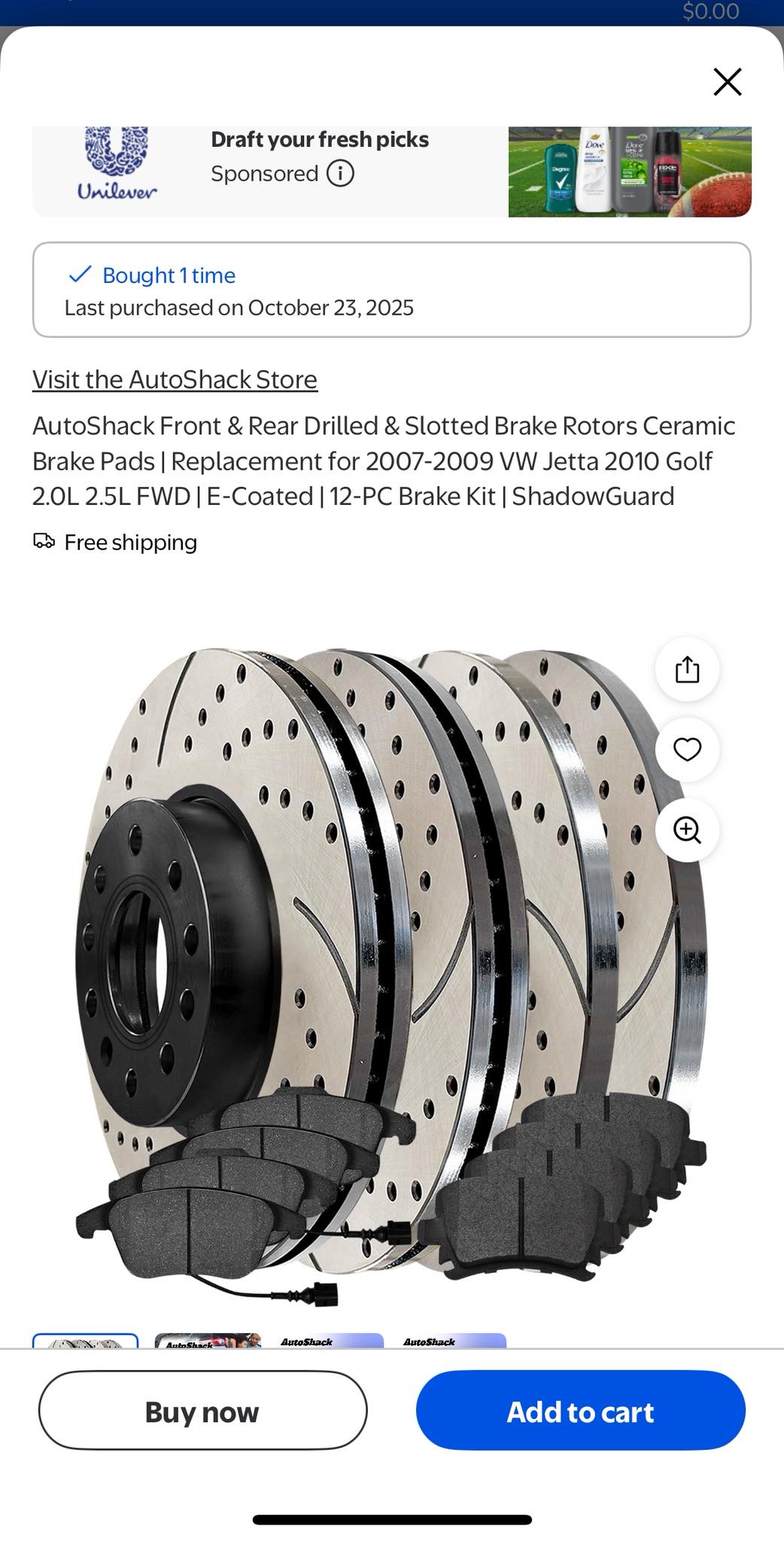 Front Rear Drilled Slotted Brake Rotors Ceramic Pads for VW Beetle