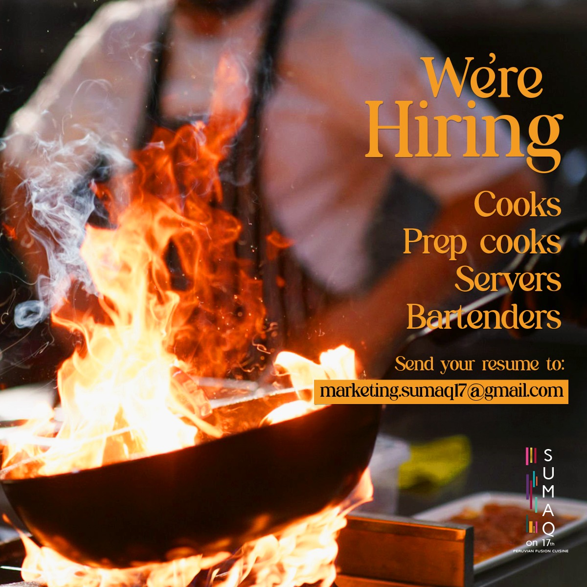 SUMAQ - We're hiring Cooks, Prep Cooks, Servers and Bartenders who are ...