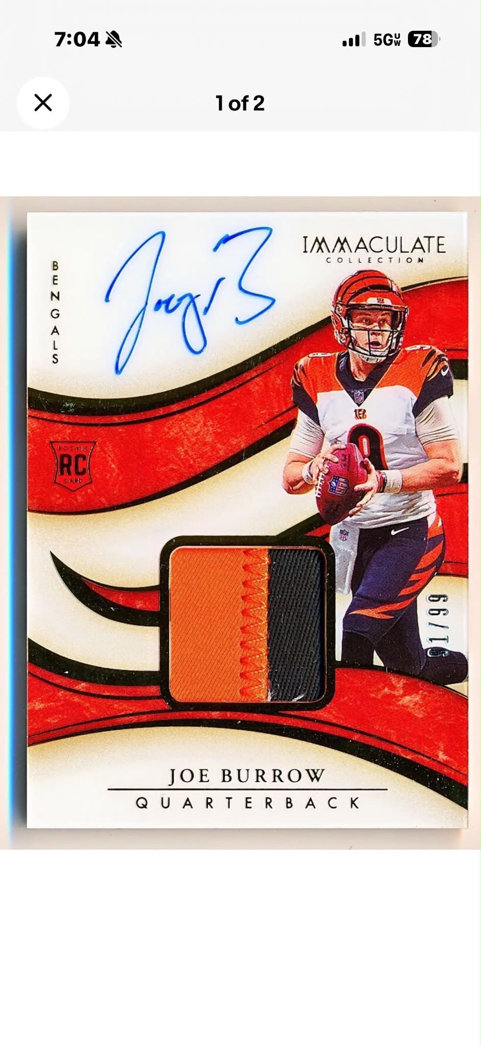 graded joe burrow rookie card 2020 Select Football RC #146 Joe Burrow Cincinnati Bengals Autographed