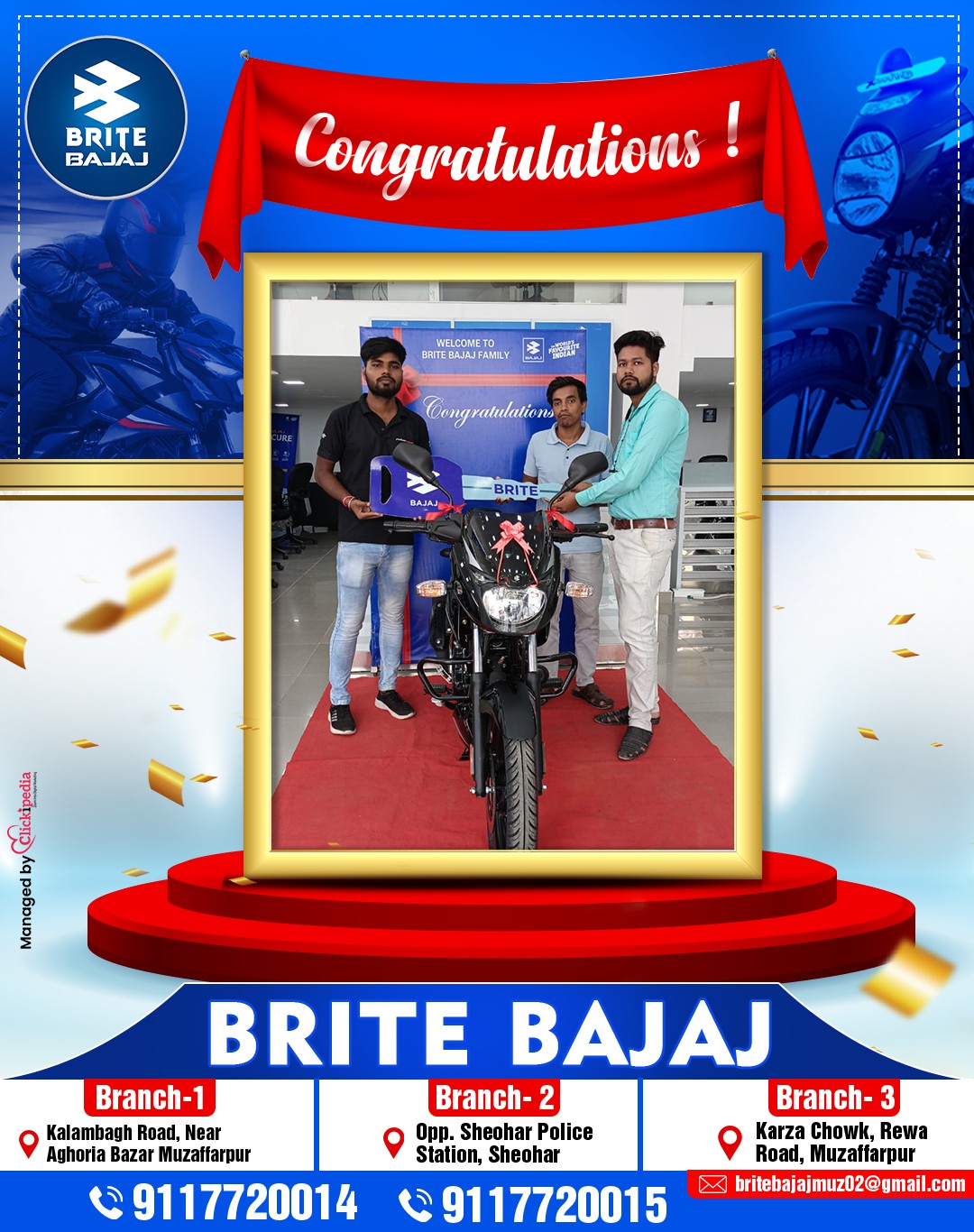 A heartiest congratulations for... - Brite Bajaj - मुजफ्फरपुर