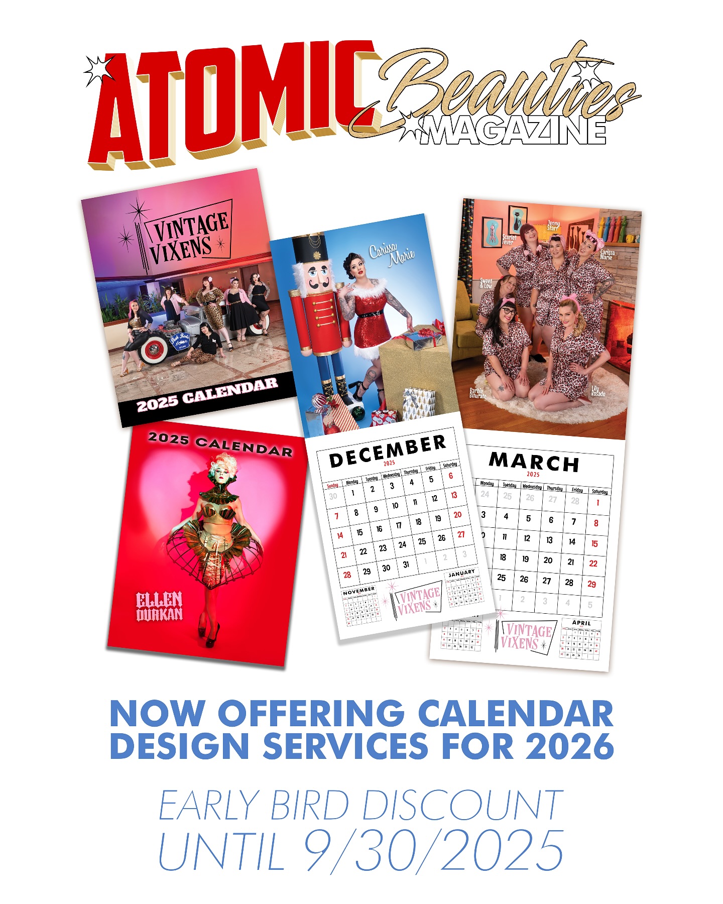 Calendar design service now... - Atomic Beauties Magazine | Facebook