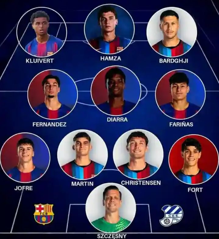 Barcelona X1 KLUIVERT HAMZA BARDGHJI FERNANDEZ DIARRA FARIÑAS