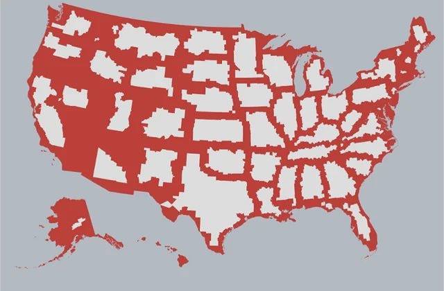 Random - A map of counties bordering other states, countries, or the ...