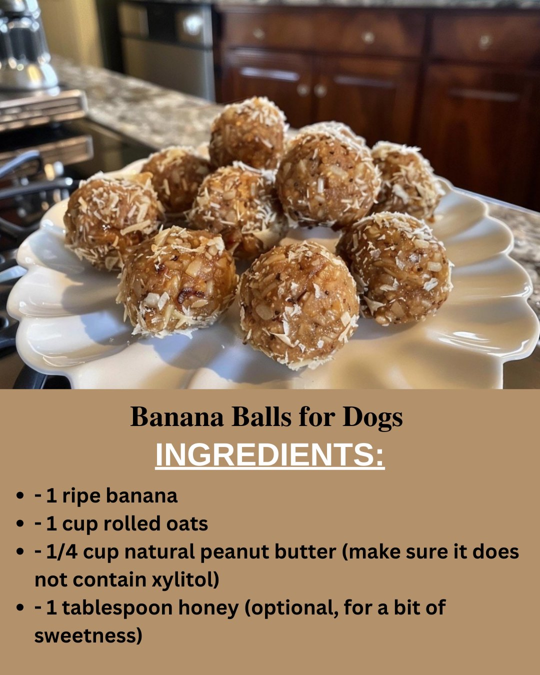 Curated visual reference: Gallery Detail: Homemade 𝐁𝐚𝐧𝐚𝐧𝐚 𝐁𝐚𝐥𝐥𝐬 𝐟𝐨𝐫 𝐃𝐨𝐠𝐬 Ingredients 1 Ripe Banana
