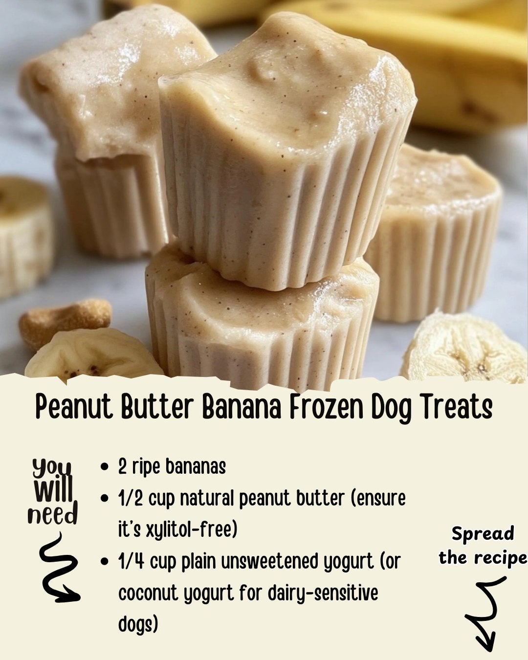 Image showcasing Homemade - Peanut Butter Banana Frozen Dog Treats Ingredients https ...