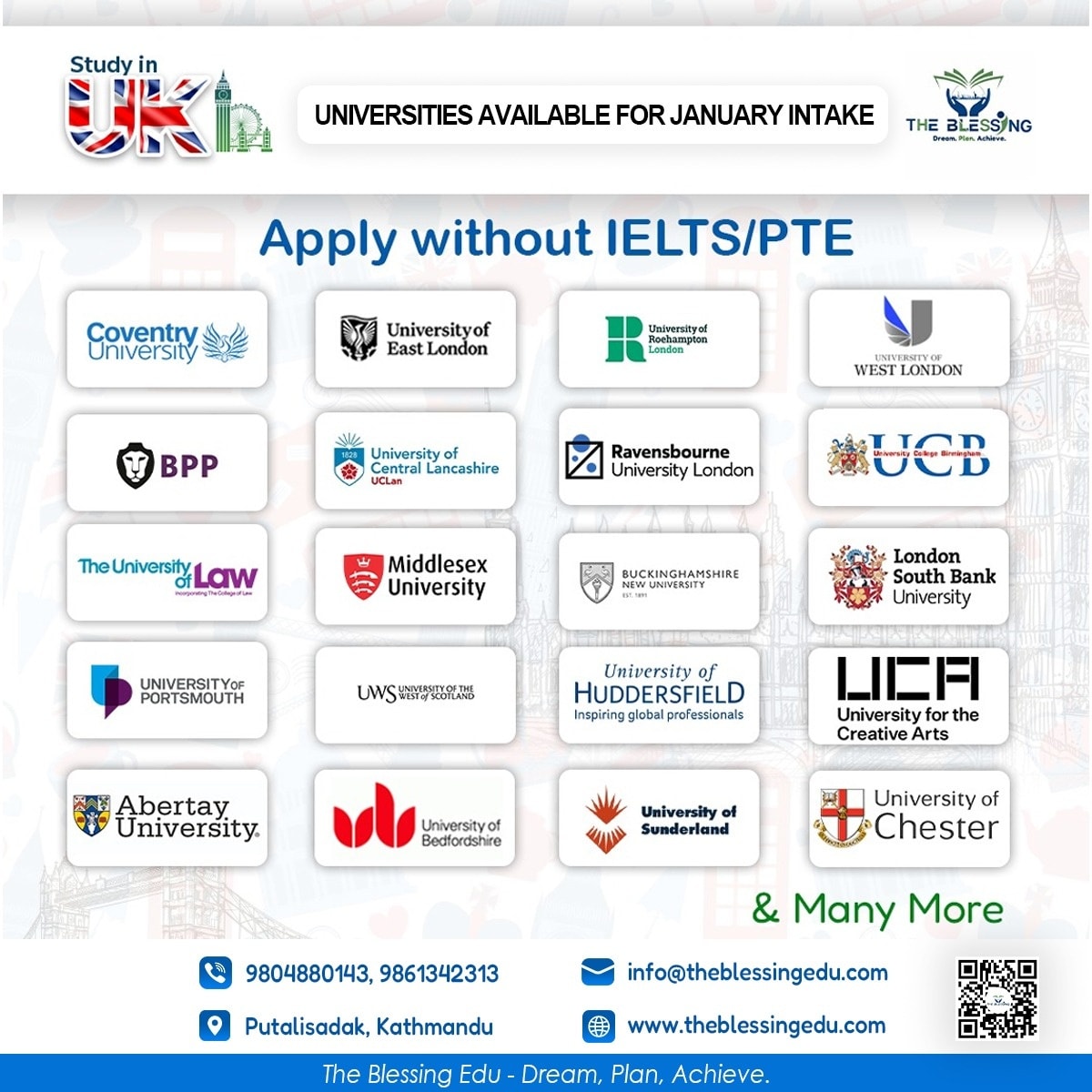 The Blessing - 🎓🇬🇧 UK January Intake Open! Apply without IELTS/PTE and ...
