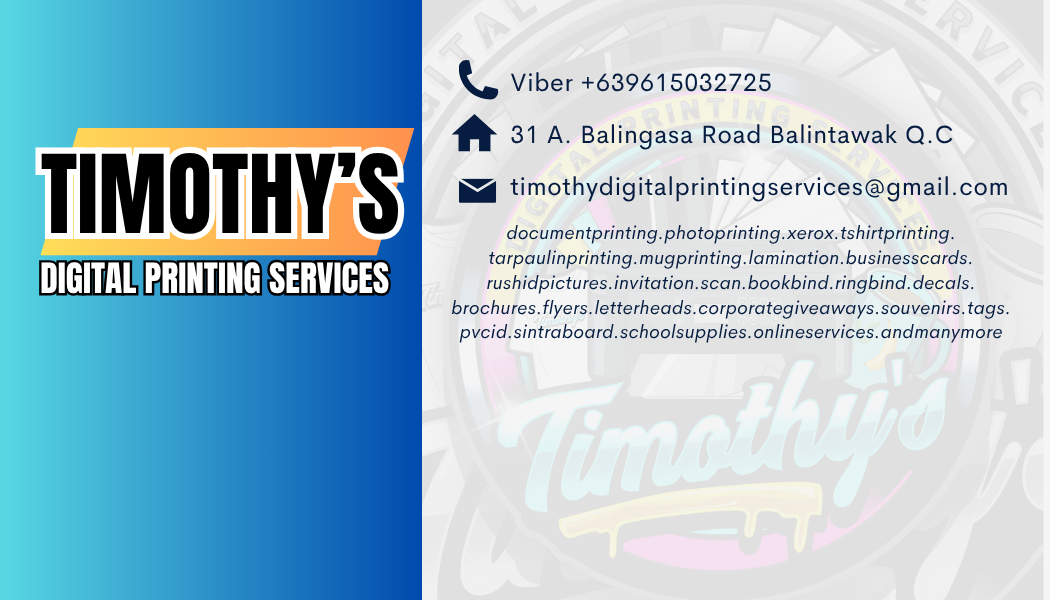 Timothy's Digital Printing Services | Quezon City