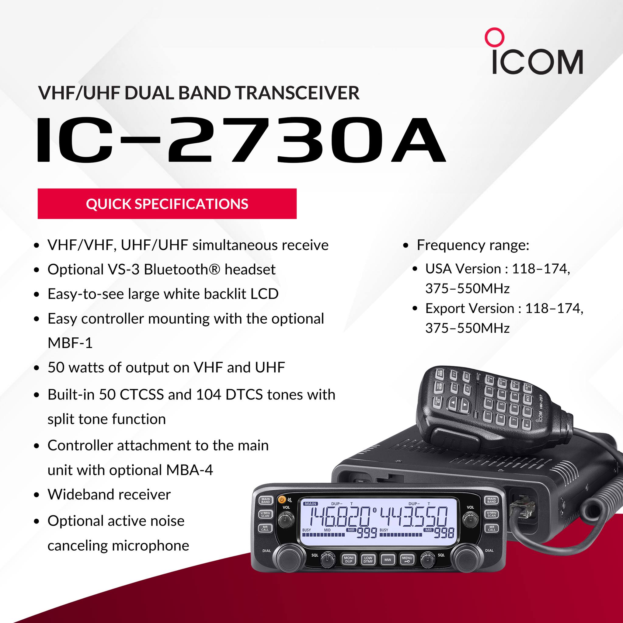 Replacement for Icom 2720 dual band mobile?
