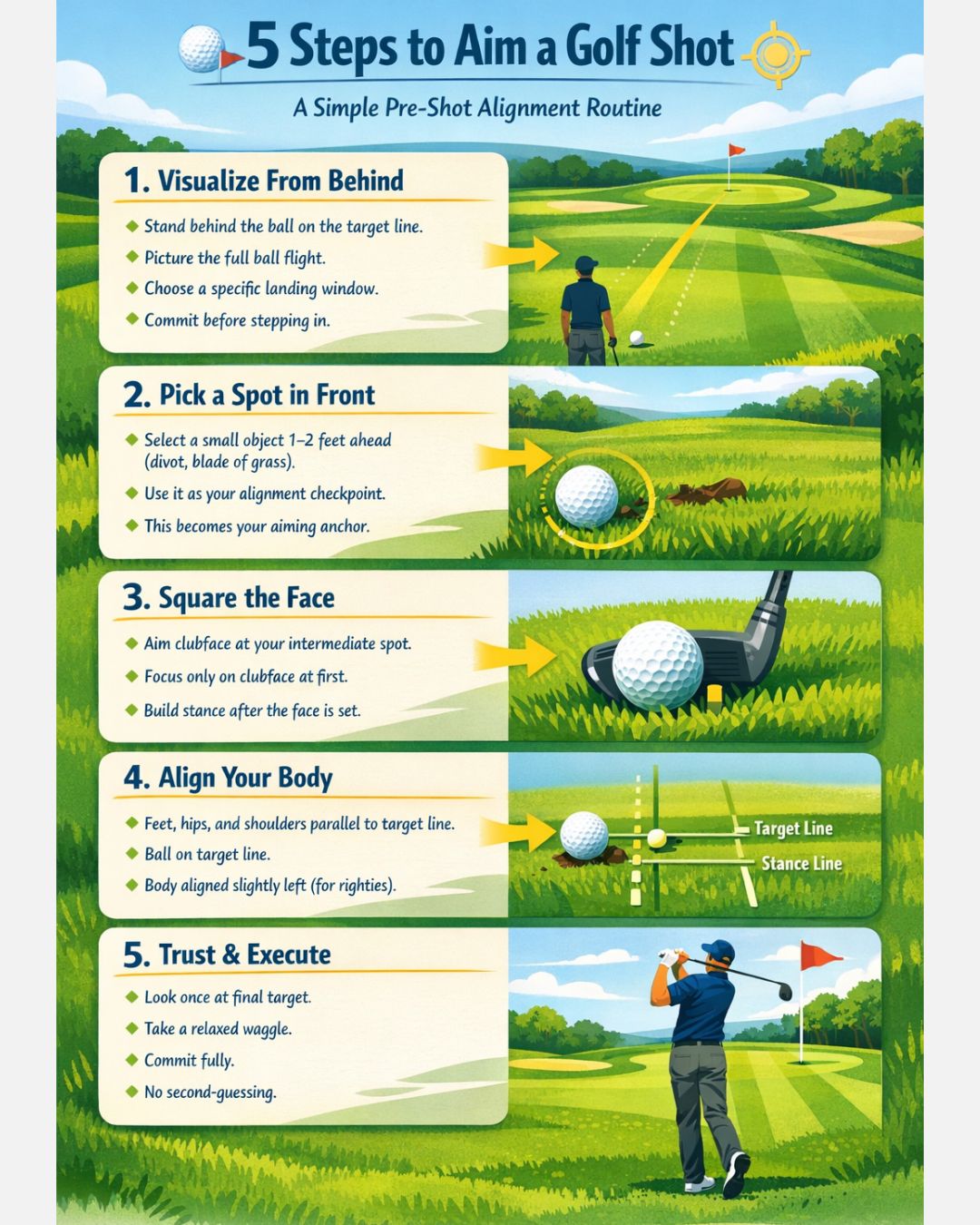 Fore - This image presents a clear pre shot alignment routine for ...