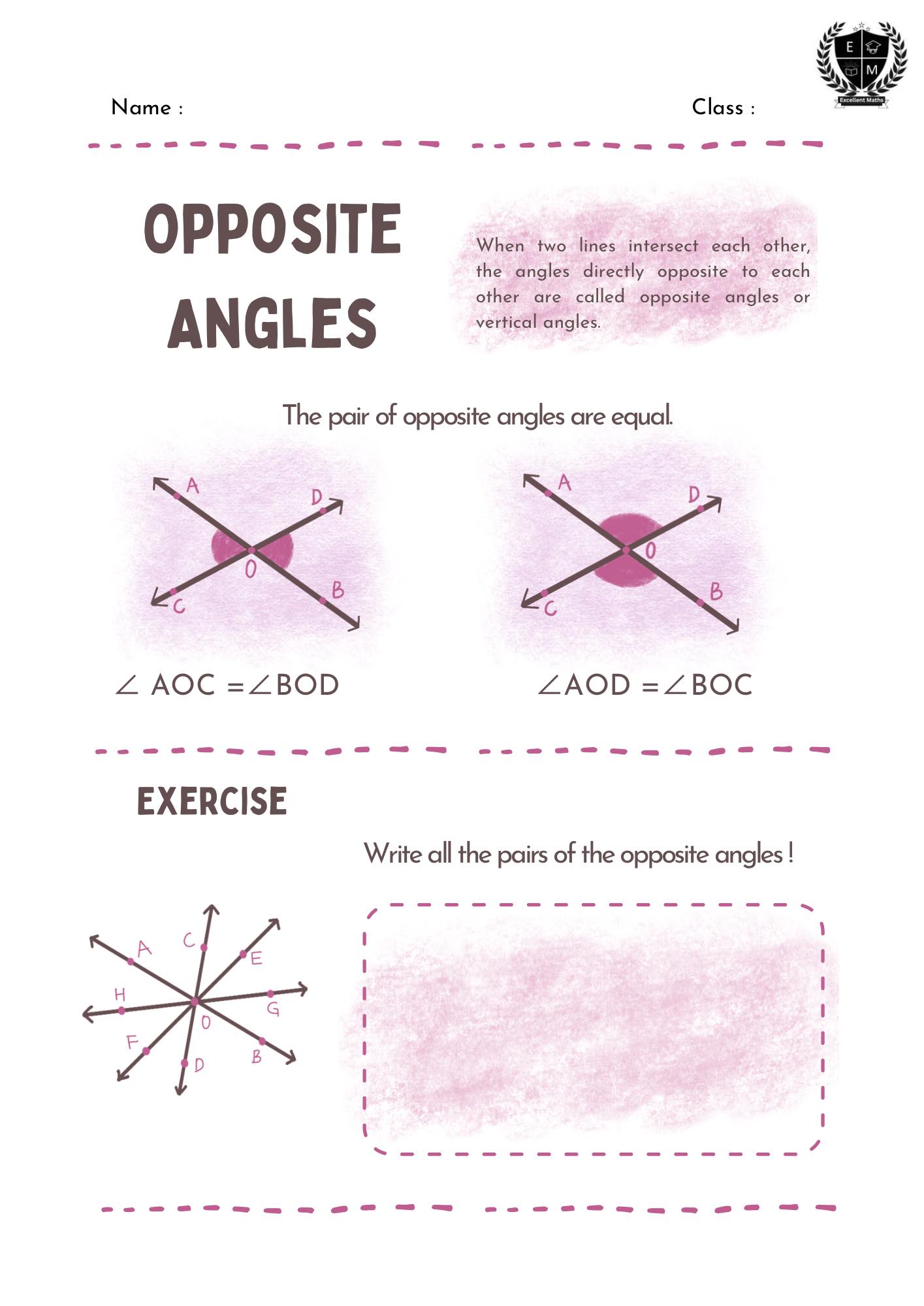Opposite angles 💢... - Teacher Thoon - Excellent Maths | Facebook