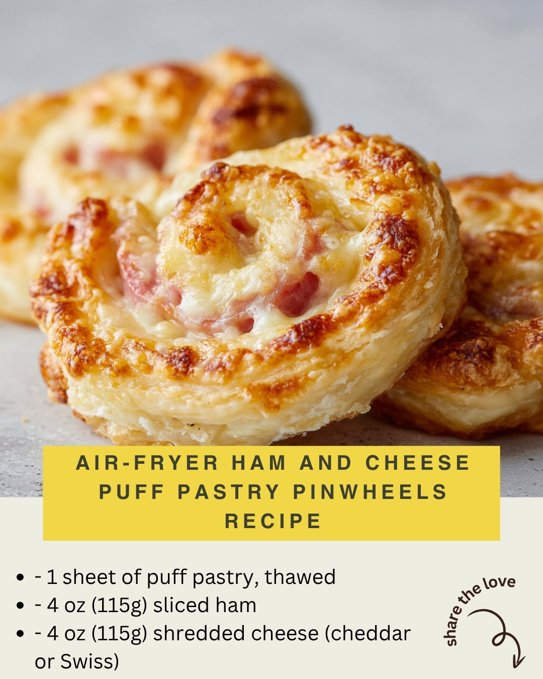 Food realm recipes | These Ham and Cheese Puff Pastry Pinwheels are a ...