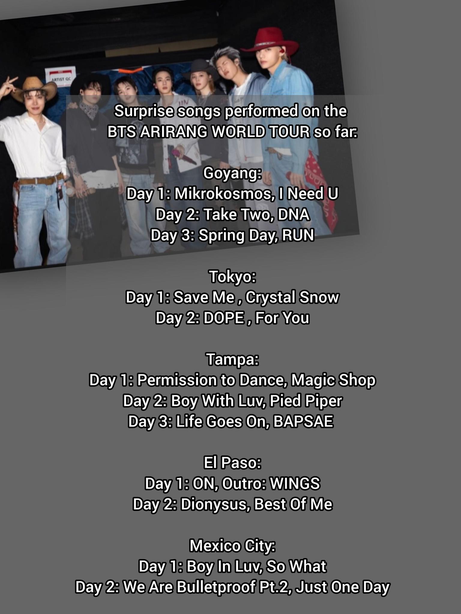 BTS World Tour Arirang Busan setlist