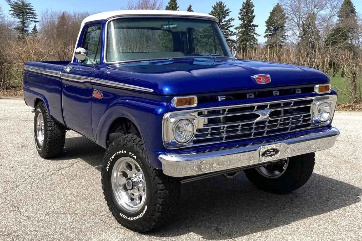 1966 Ford F-100 Custom Cab 4×4 4-Speed ဘက် t .. Чон