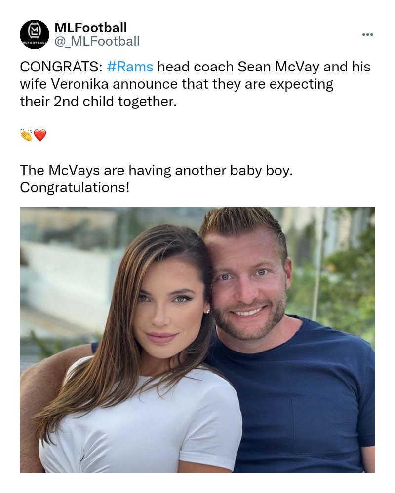 Rams - CONGRATS: Rams head coach Sean McVay and his wife Veronika ...