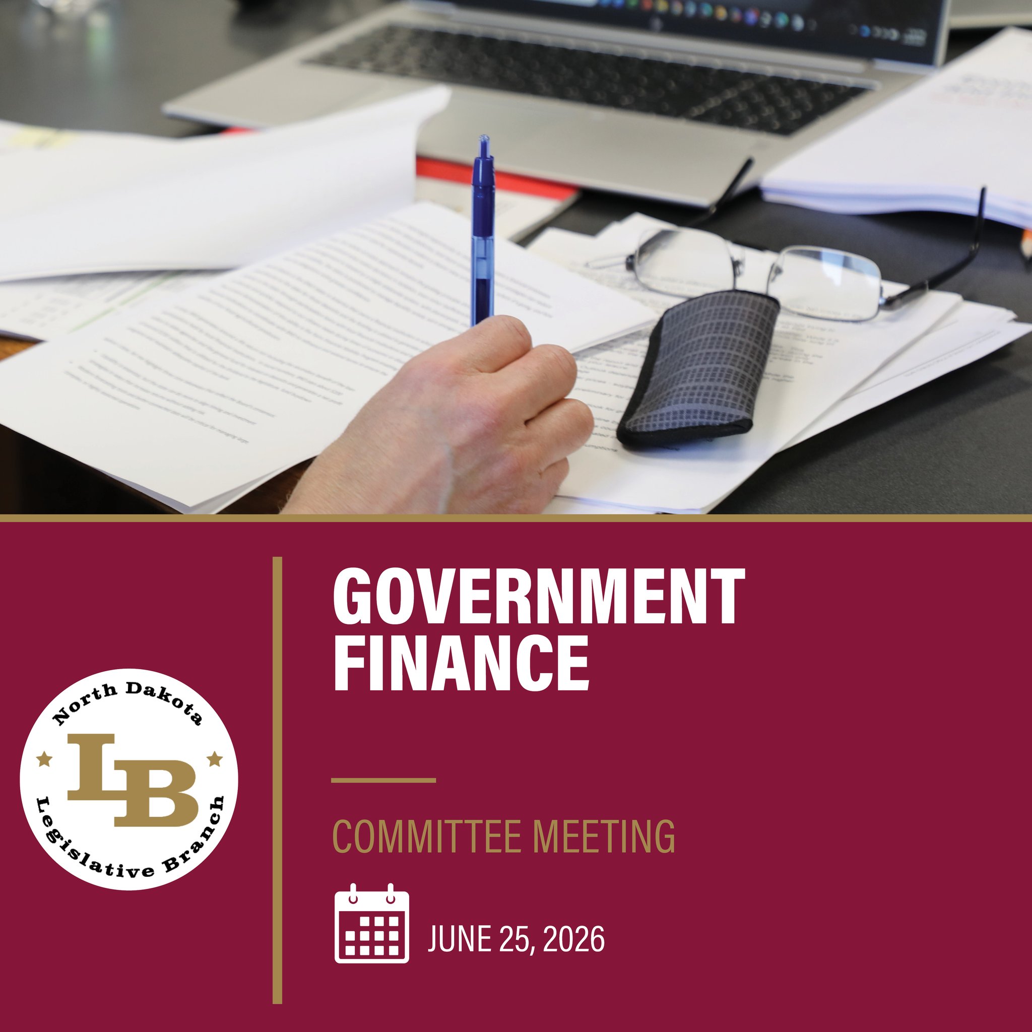 North Dakota government finance committee meeting on June 25, 2026