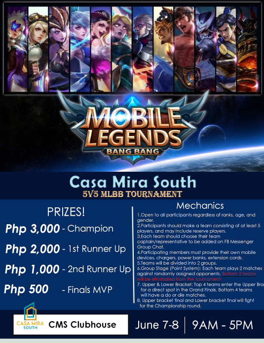 Casa - 🏆 CMS MLBB Tournament 2025: Game Day is Here! 🏆 🔥 Get ready for ...