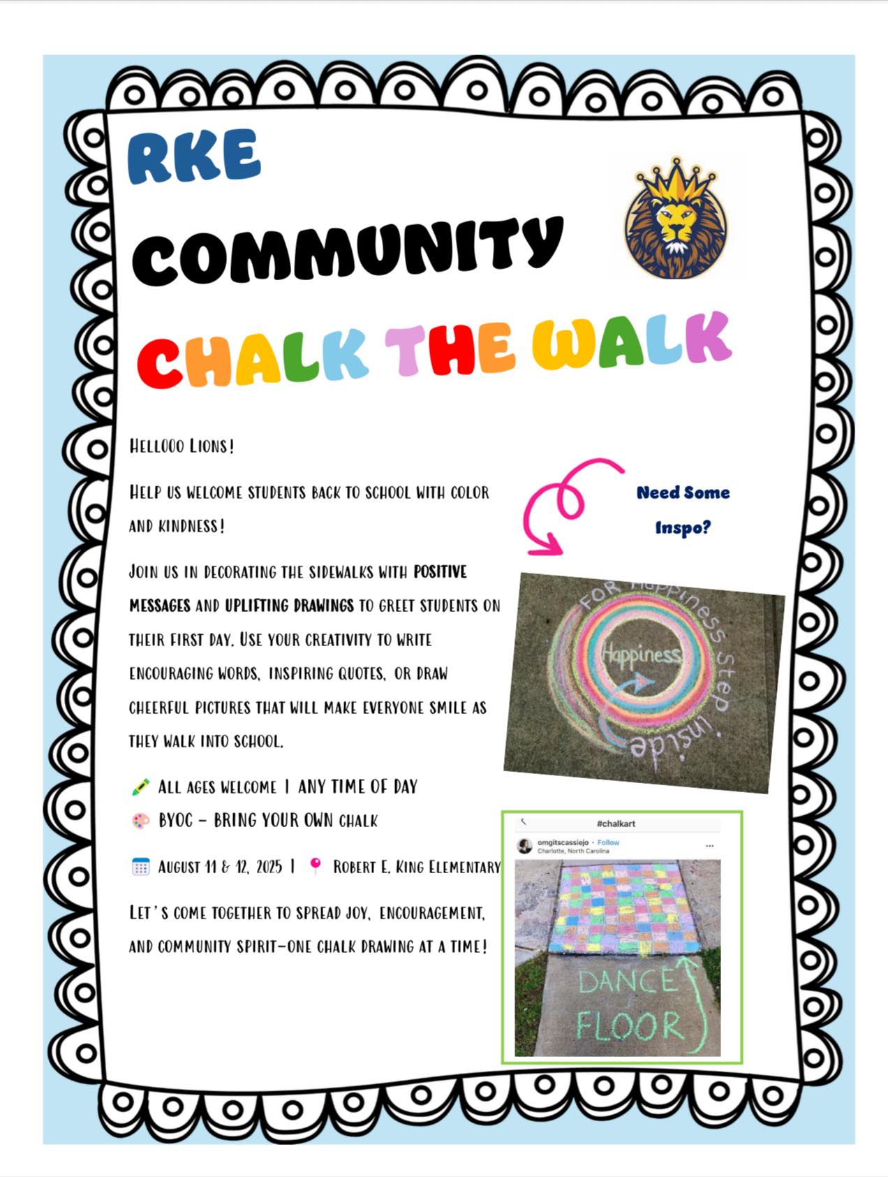 🎨 You’re Invited to Chalk the... - Robert E. King Elementary | Facebook