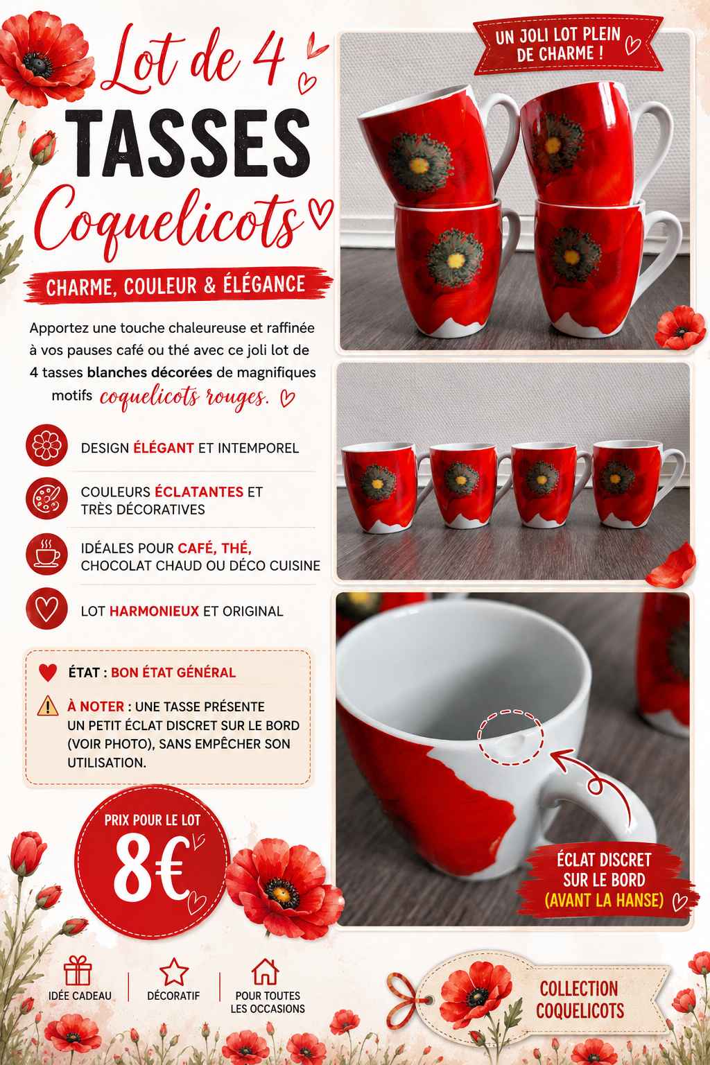 Lot De 12 Tasses à Thé Et Café Colorées 330 Ml - Ensemble Céramique Multicolore