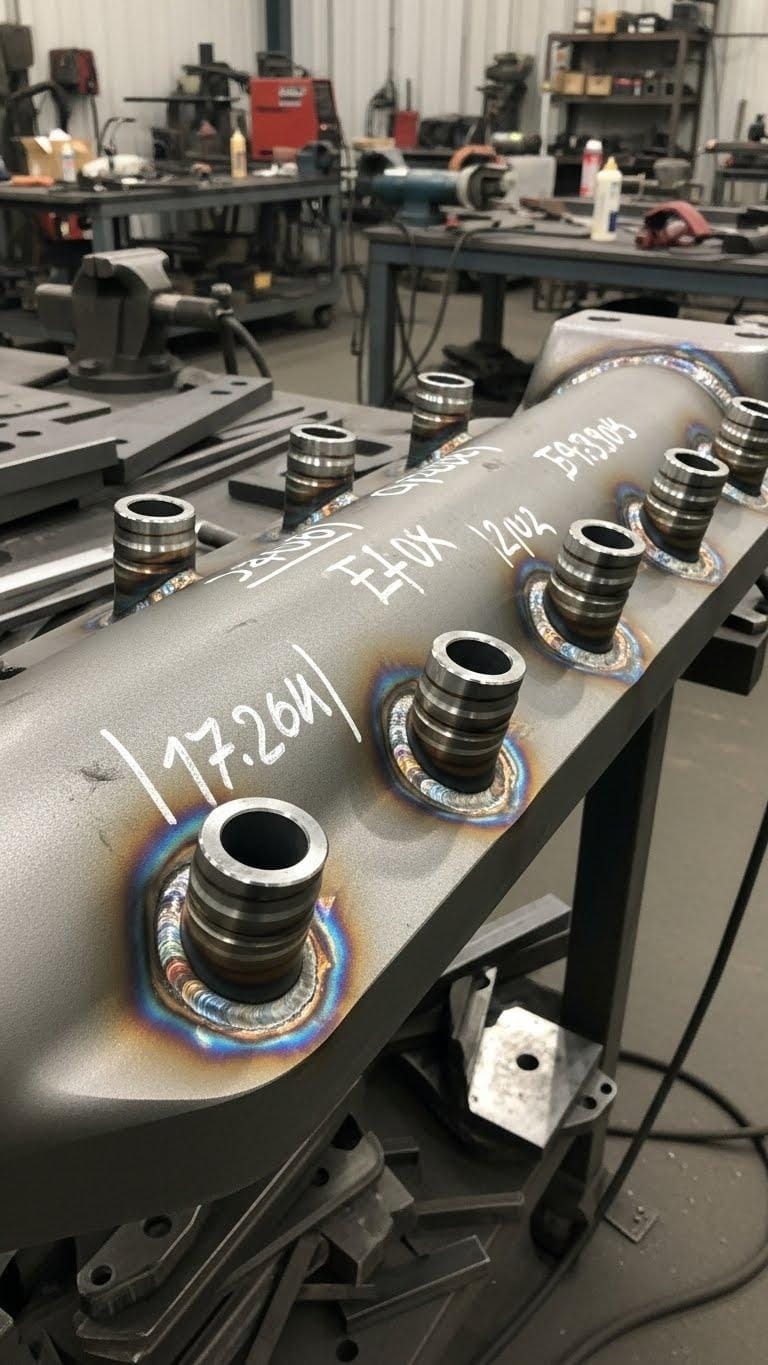 Welding - Another day, another manifold; clean stringers holding steady ...