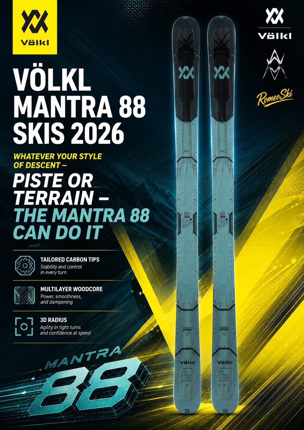 The new Kendo 88 sets the mark for all-mountain skis featuring