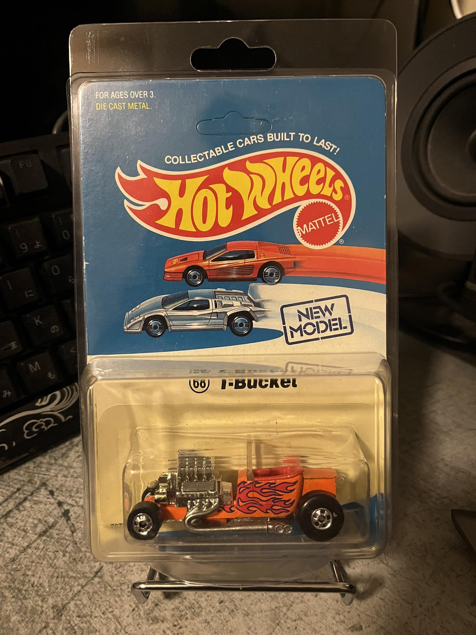Vintage Hot Wheels T-Bucket on blue card