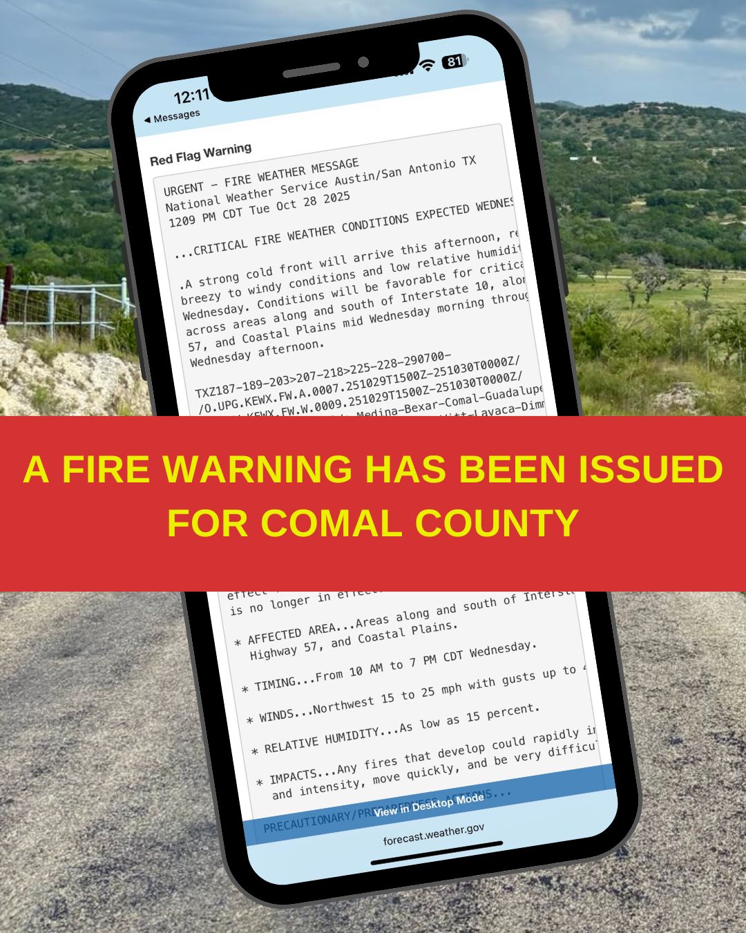 The New - 🔥 RED FLAG WARNING + STRONG WINDS AHEAD 🔥 Heads up, Hill ...