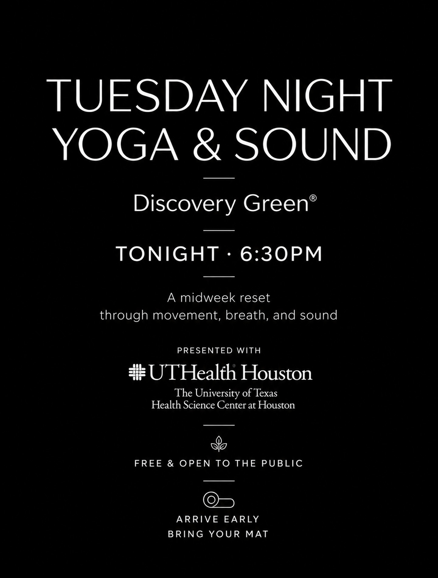 Tuesday Night Yoga and Sound Healing at Discovery Green® (Free)