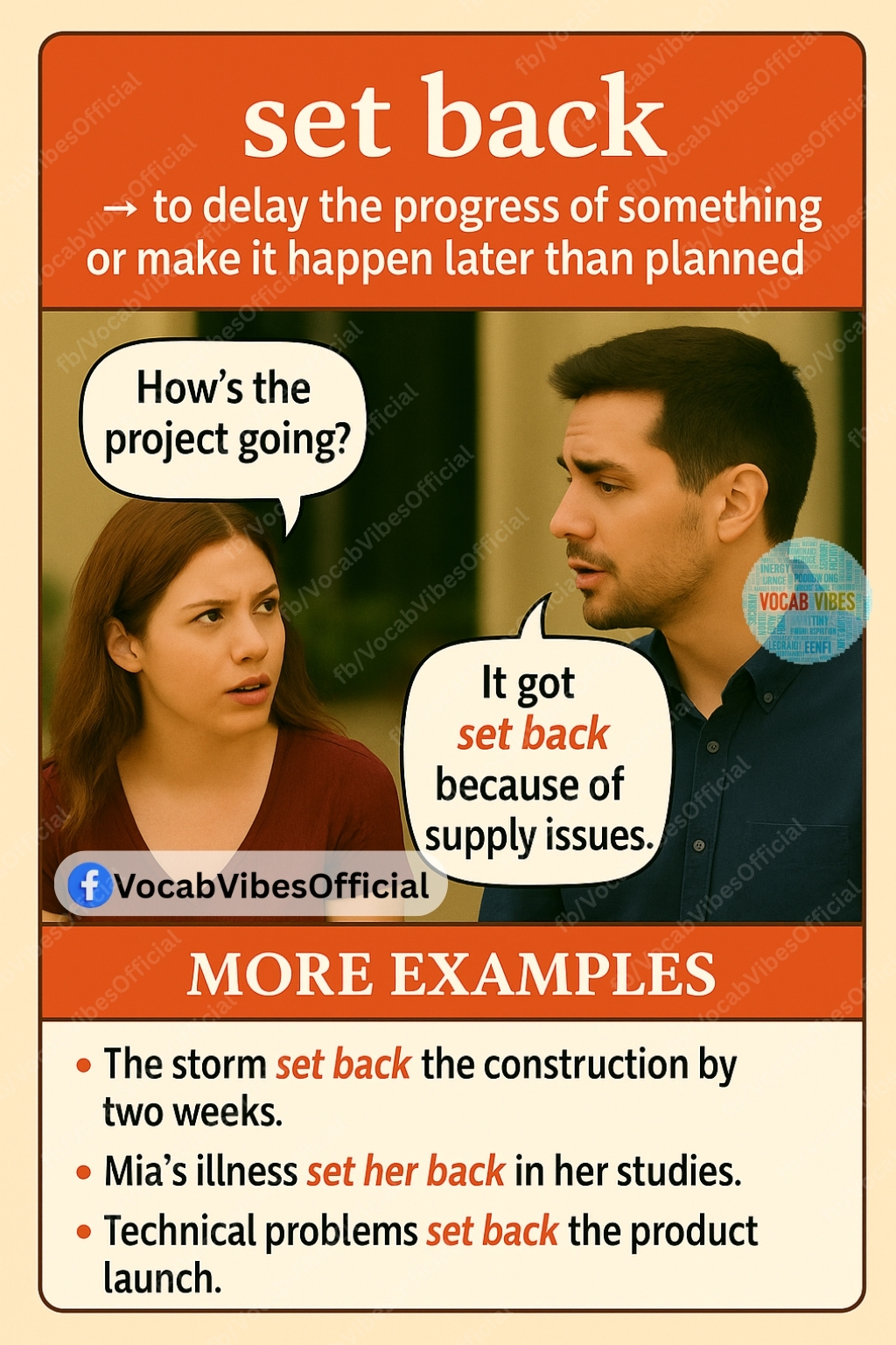 Vocab Vibes - 🎯 SET BACK #phrasalverbs #learnenglish... | Facebook