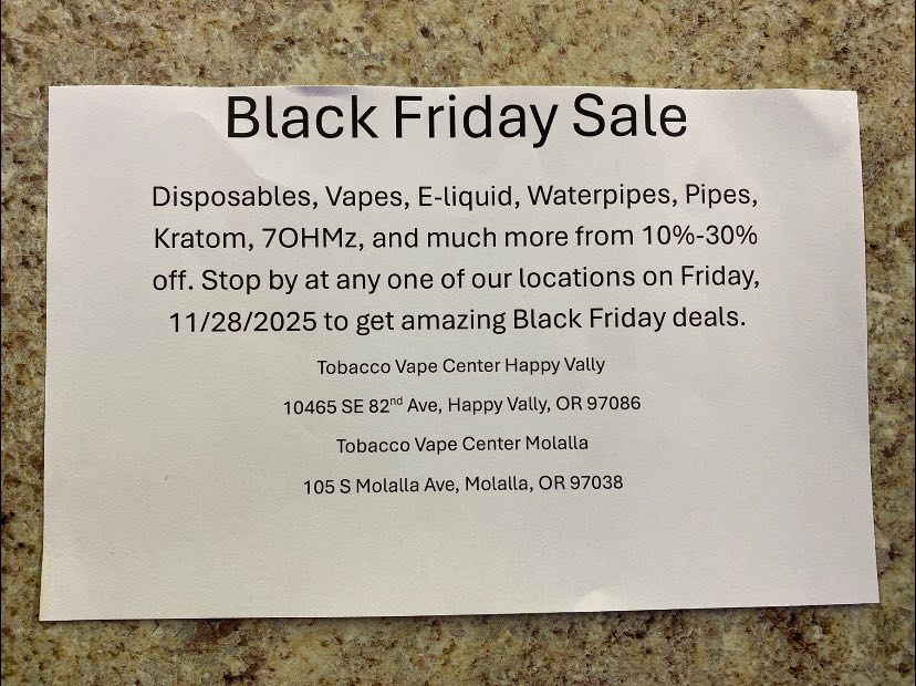 black friday vape sales Tobacco center! Come see us on Friday! We have deals! Also have discounts on space gas 15% off! Farve:Creamy Purple disposable vape 10000 puffs Lost Mary Vape White