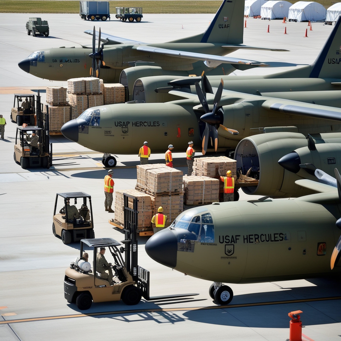 76th Aerial Port Squadron loads cargo on C-130H Hercules