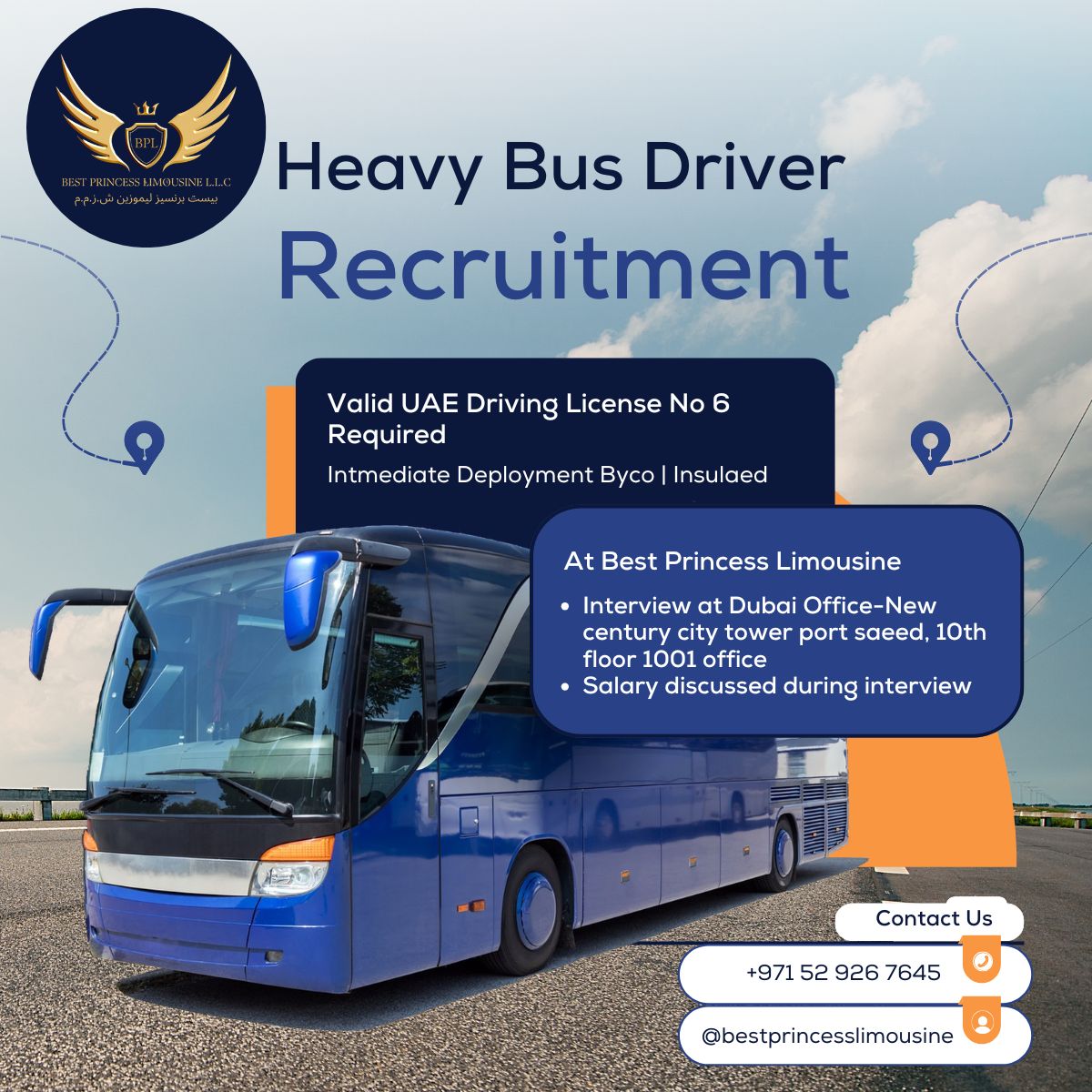 🚍 We’re Hiring: Heavy Bus Driver... - Best Princess Limousine | Facebook