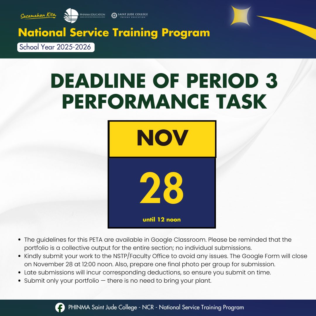 DEADLINE OF PERIOD 3 PERFORMANCE TASK - NOV 28 1. The guidelines for ...