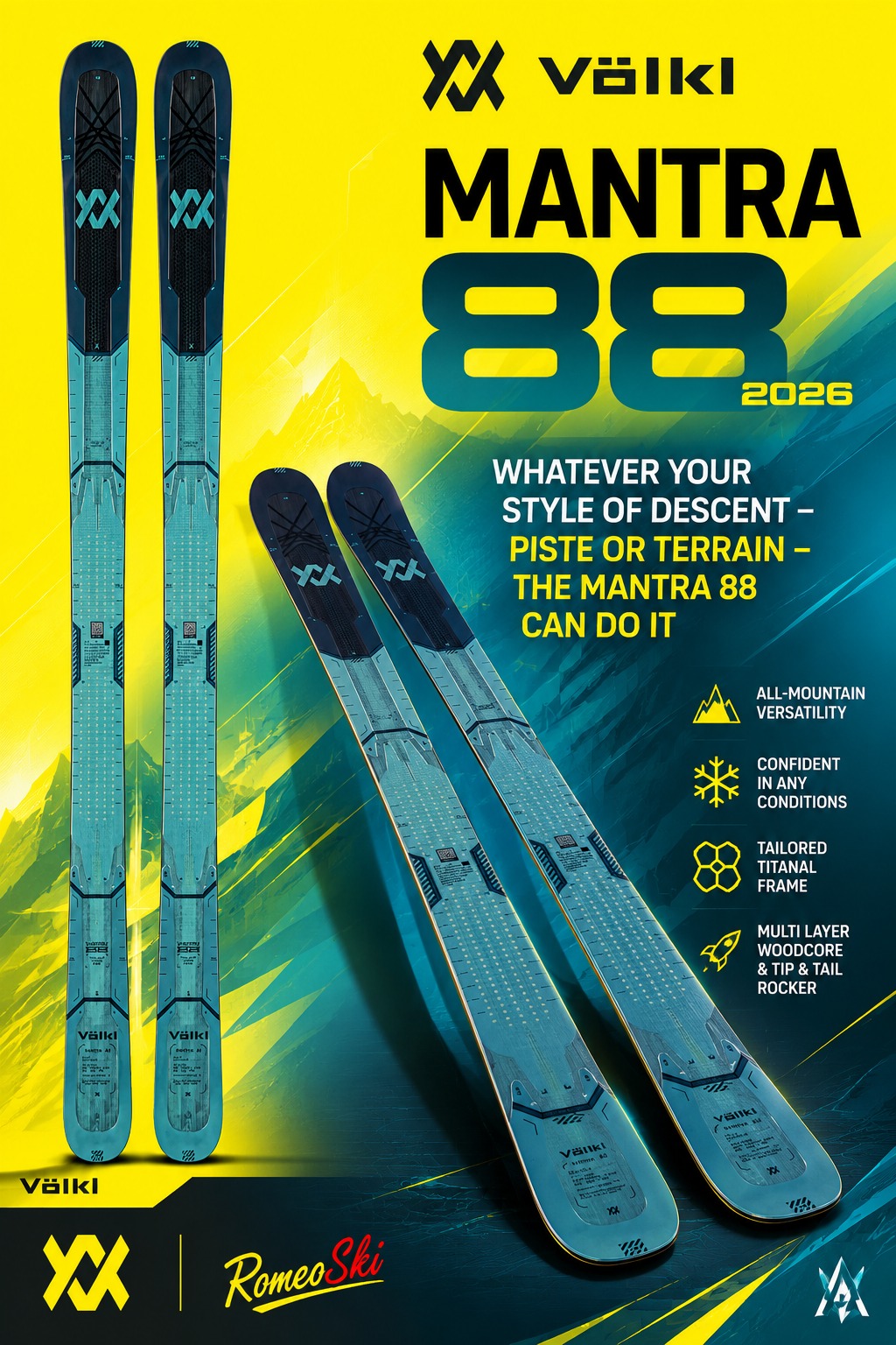 The new Kendo 88 sets the mark for all-mountain skis featuring