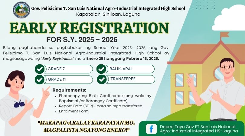 ANNOUNCEMENT 📣📣📣 📚 On-Site Early Registration for School Year 2025-2026 ...