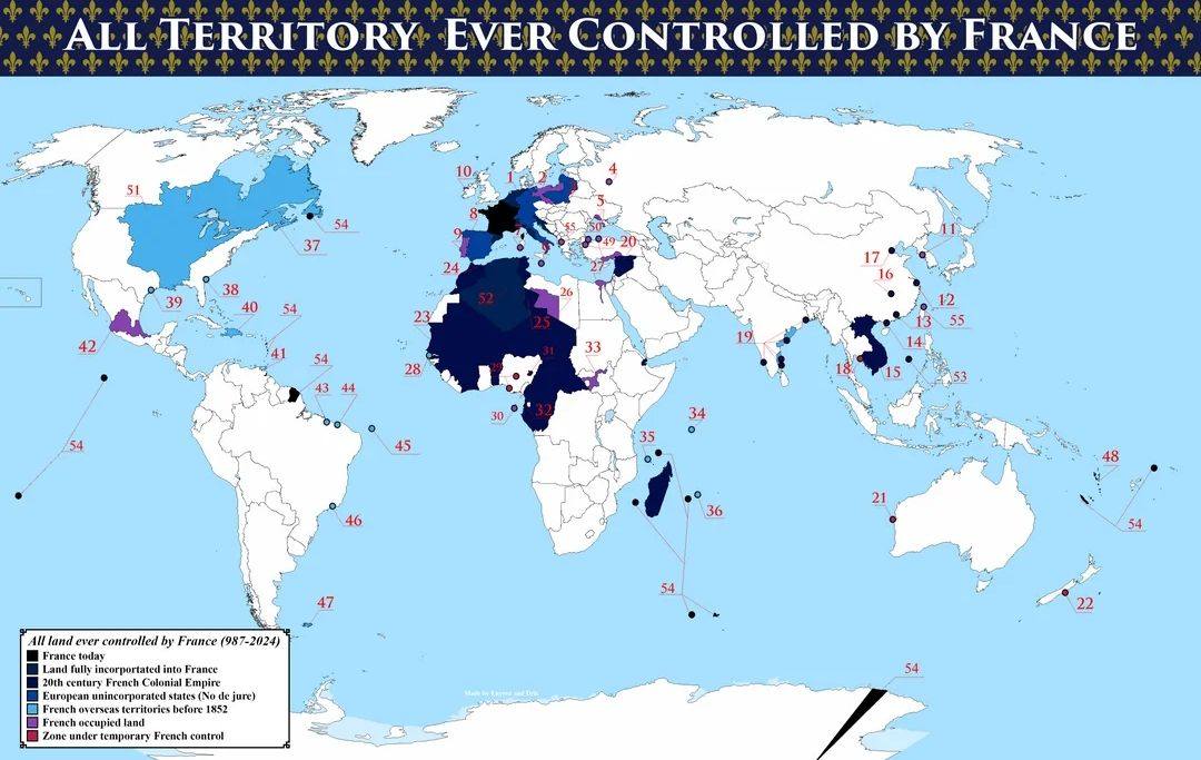 Adz - Map of all territory ever controlled by France. | Facebook