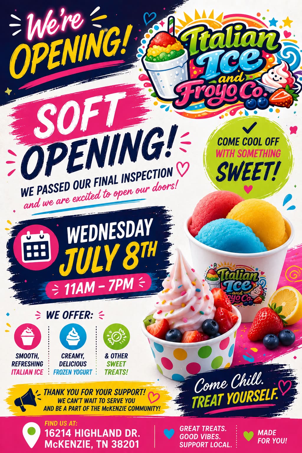 floow様オーダーページ Italian Ice & Froyo Co. now open in McKenzie, TN