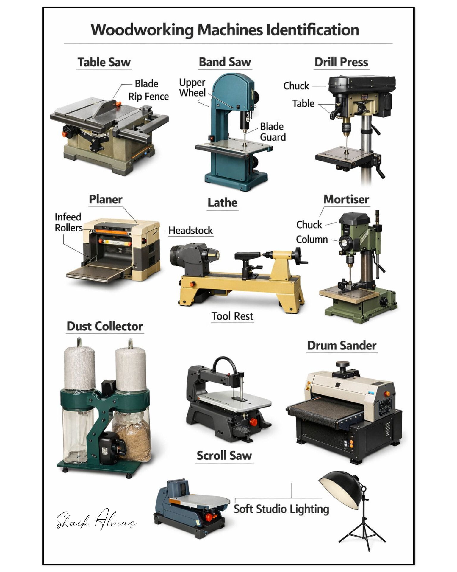 Complete set of woodworking machines for a modern carpentry shop