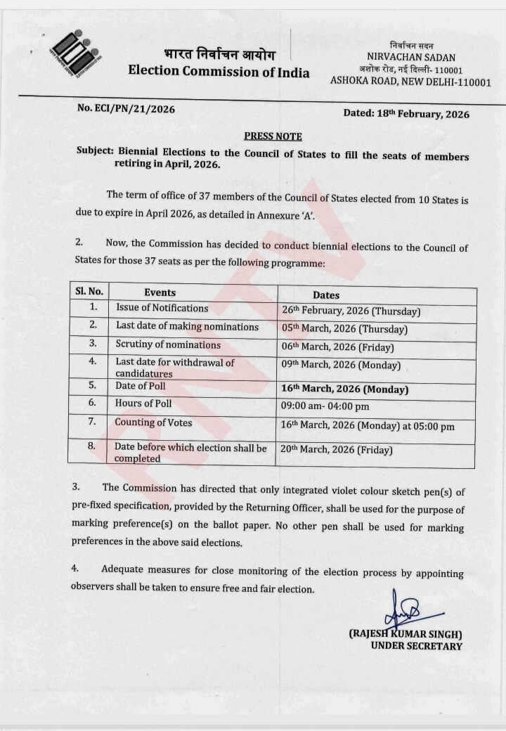 RED - Rajya Sabha #Elections 2026: Polling on March 16 for 37 Seats ...