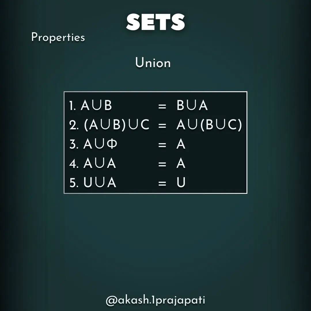 Akash 1 Classes - Set Theory Properties #mathematics... | Facebook