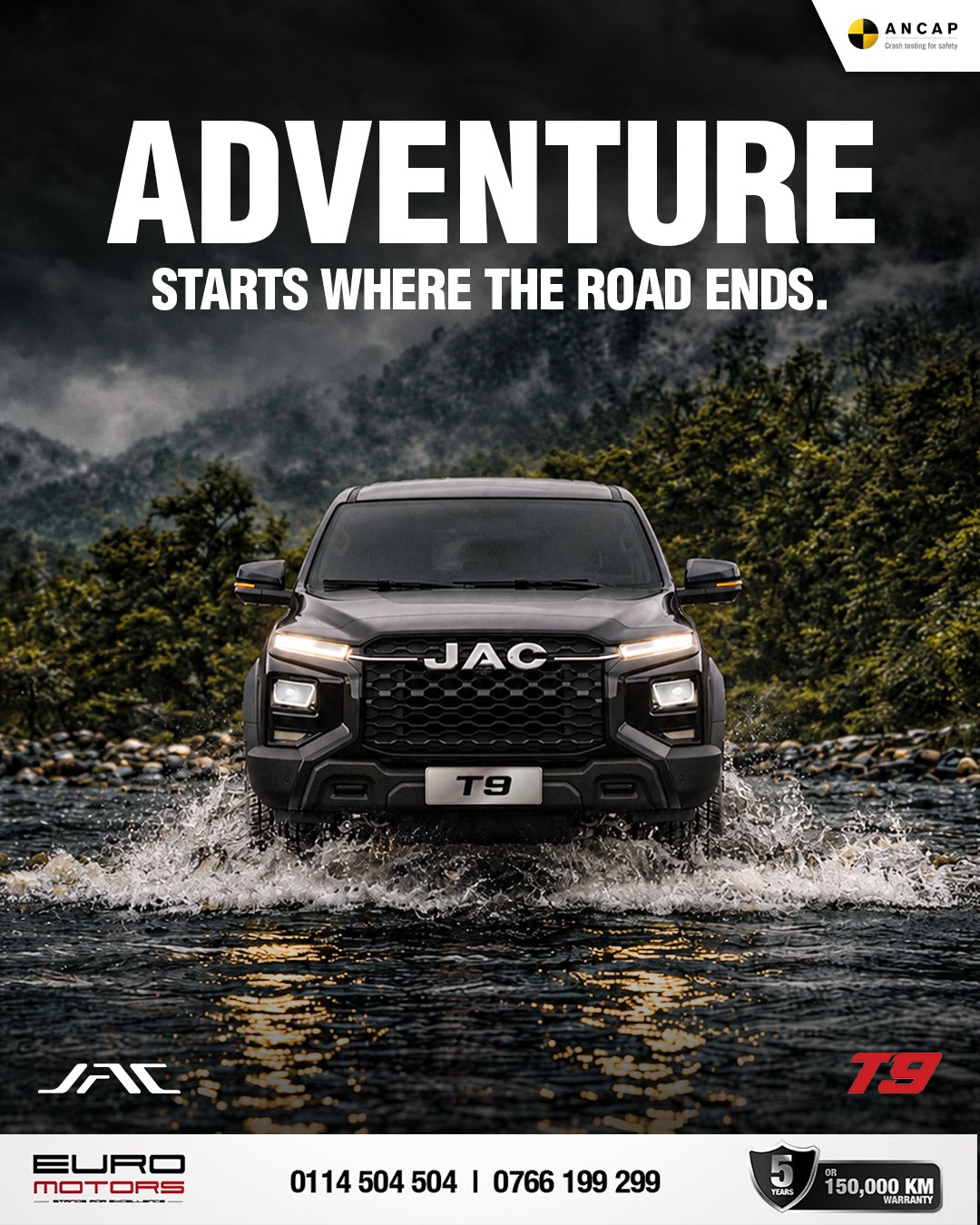 JAC T9 pickup truck with 5-star ANCAP safety and 5-year warranty