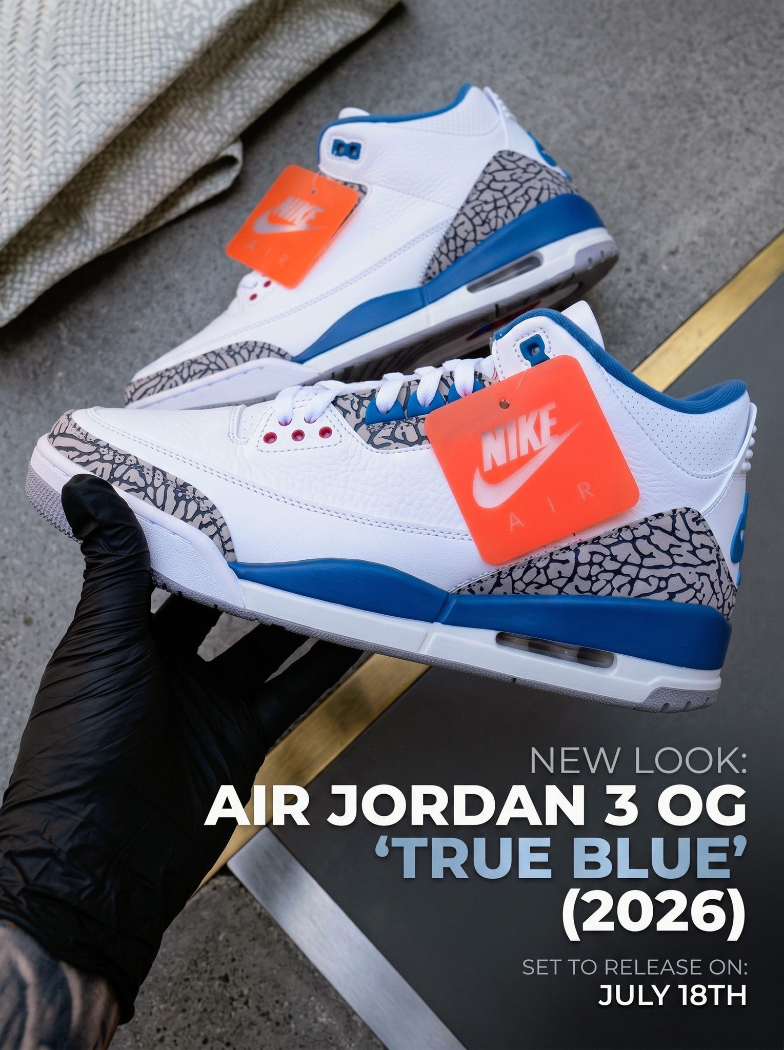 The Air Jordan 3 OG “True Blue” is returning on July 18th for $230 