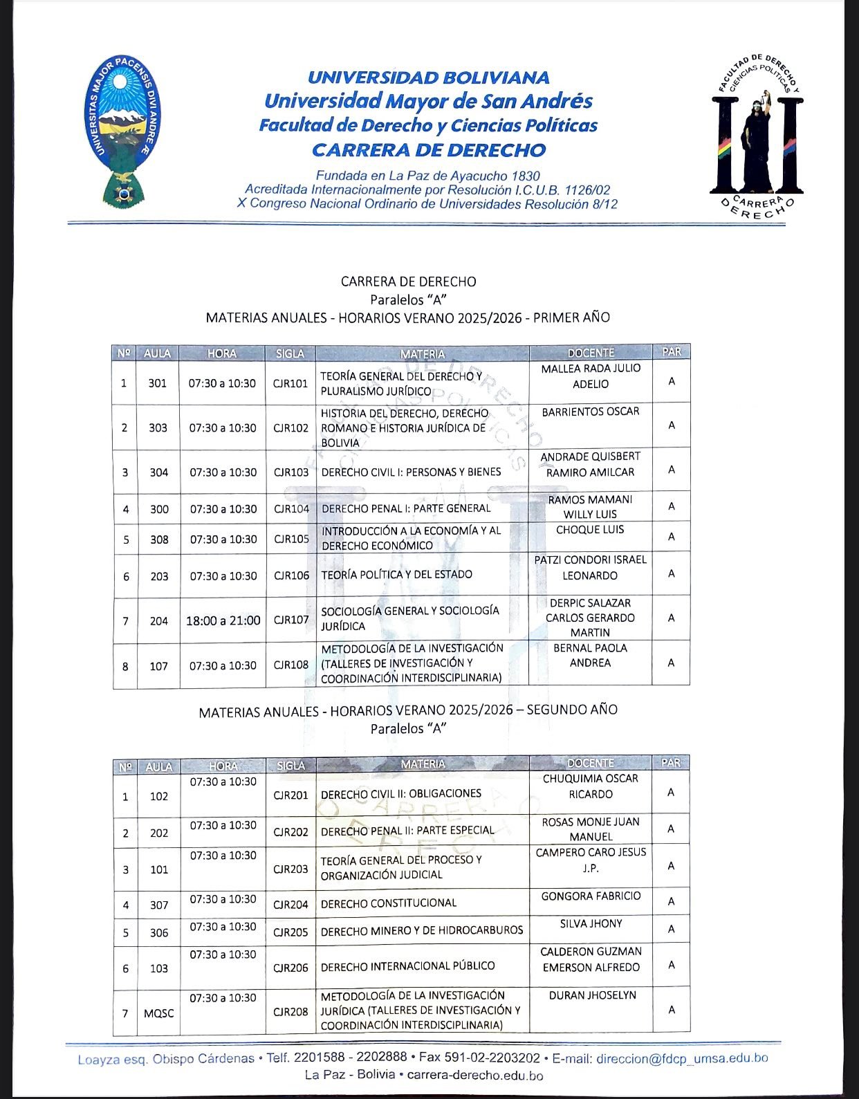 Carrera de Derecho - UMSA oficial 4.0 | La Paz