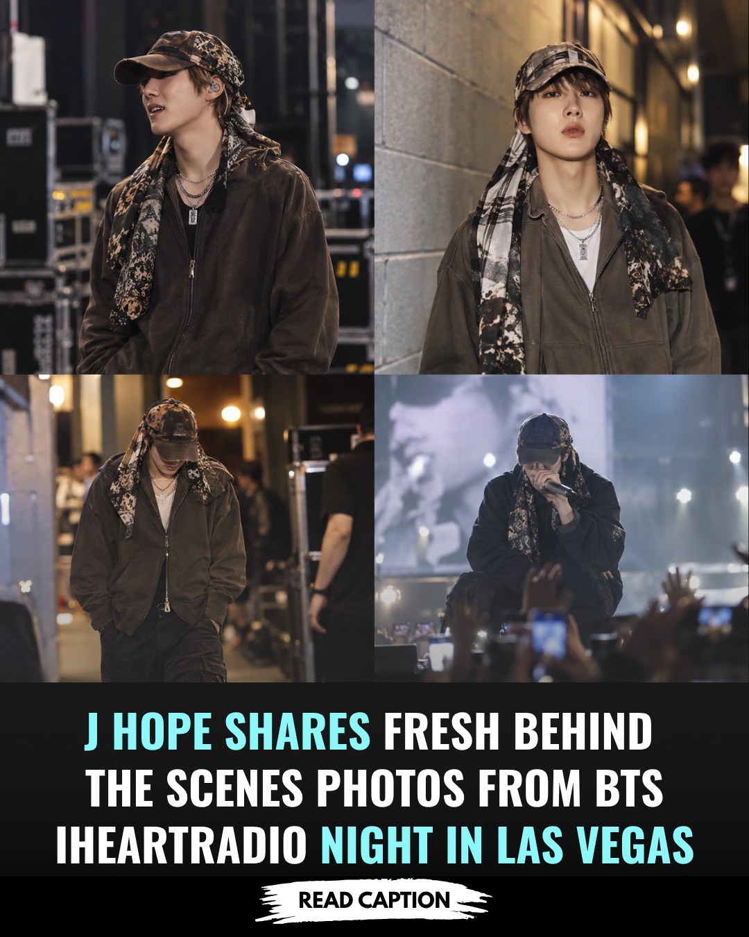 BTS ラスベガス　ポップアップ　j-hope ホソク J Hope shares behind-the-scenes photos of BTS at 2026 iHeartRadio