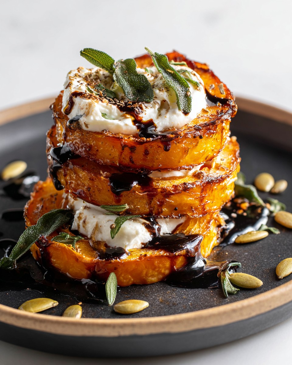 Tasty Flavor | 🥗 Golden Butternut Rounds with Melting Burrata & Fried ...