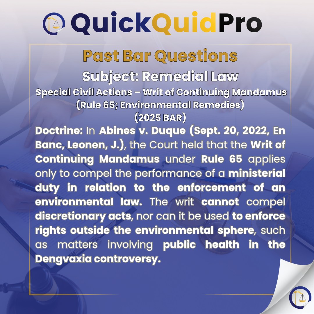 Quickquidpro - Remedial Law 📖 ⚖️ Special Civil Actions – Writ of ...
