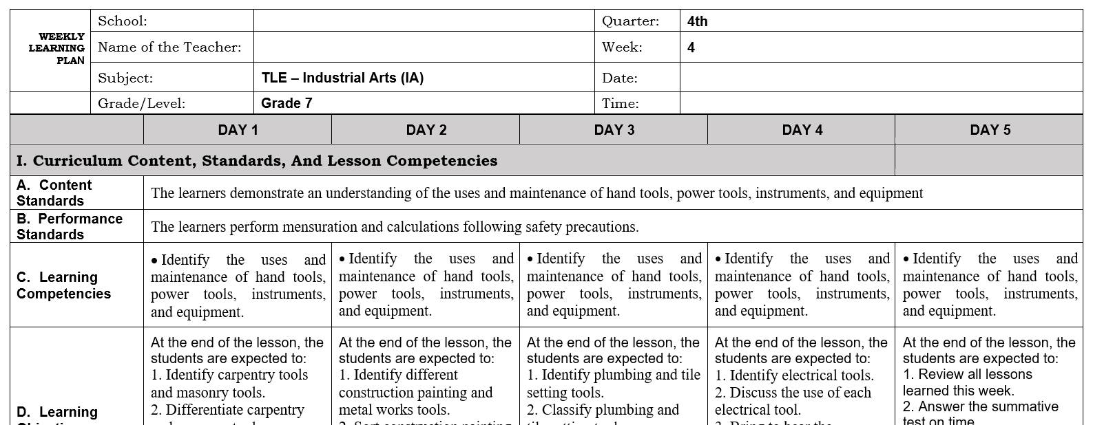 TLE Revised K to 10 Curriculum | Manila
