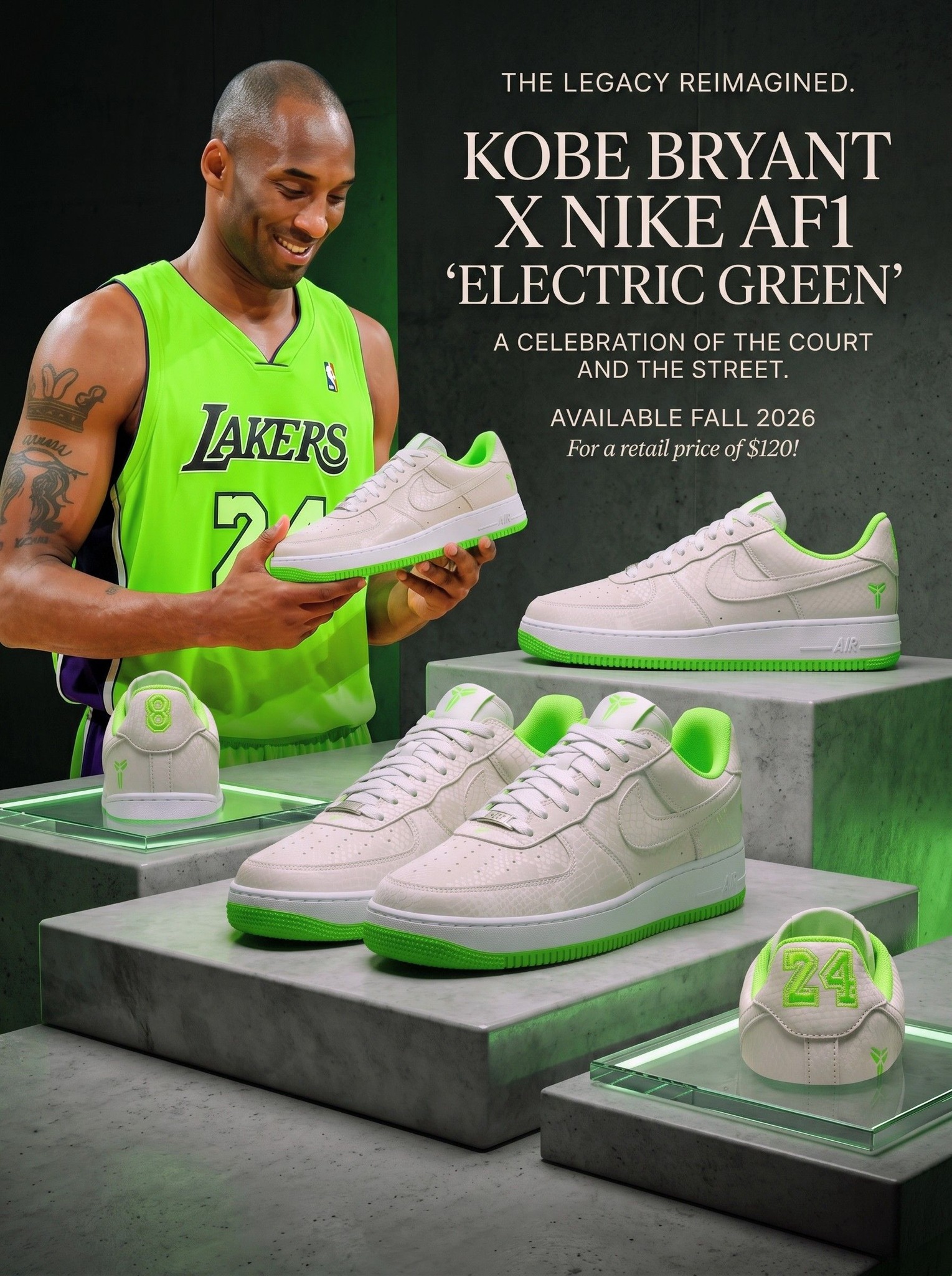 First Look at Kobe Bryant x Nike Air Force 1 Low “Electric Green